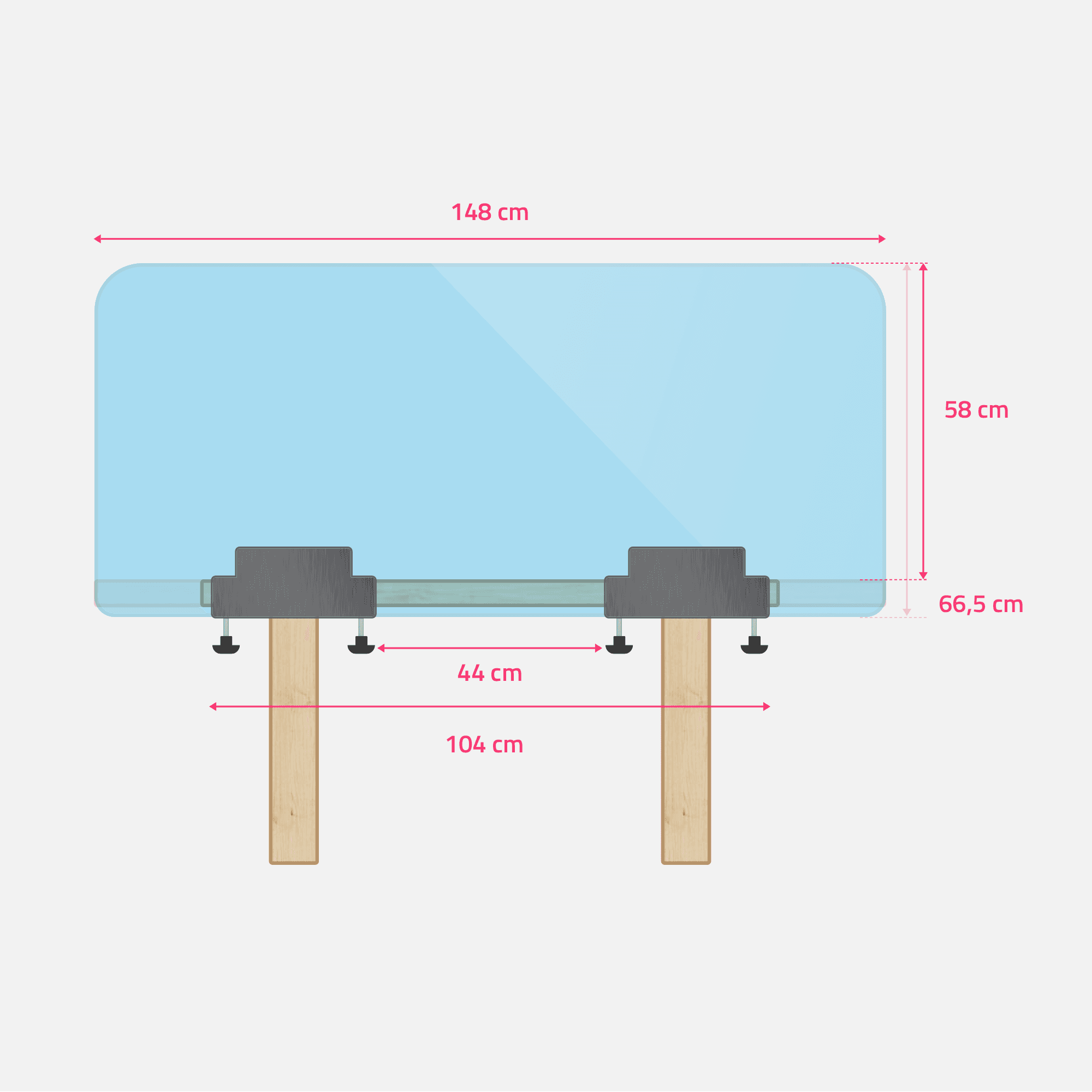 Ecran de bureau ou de table en plexiglass grand dimensions