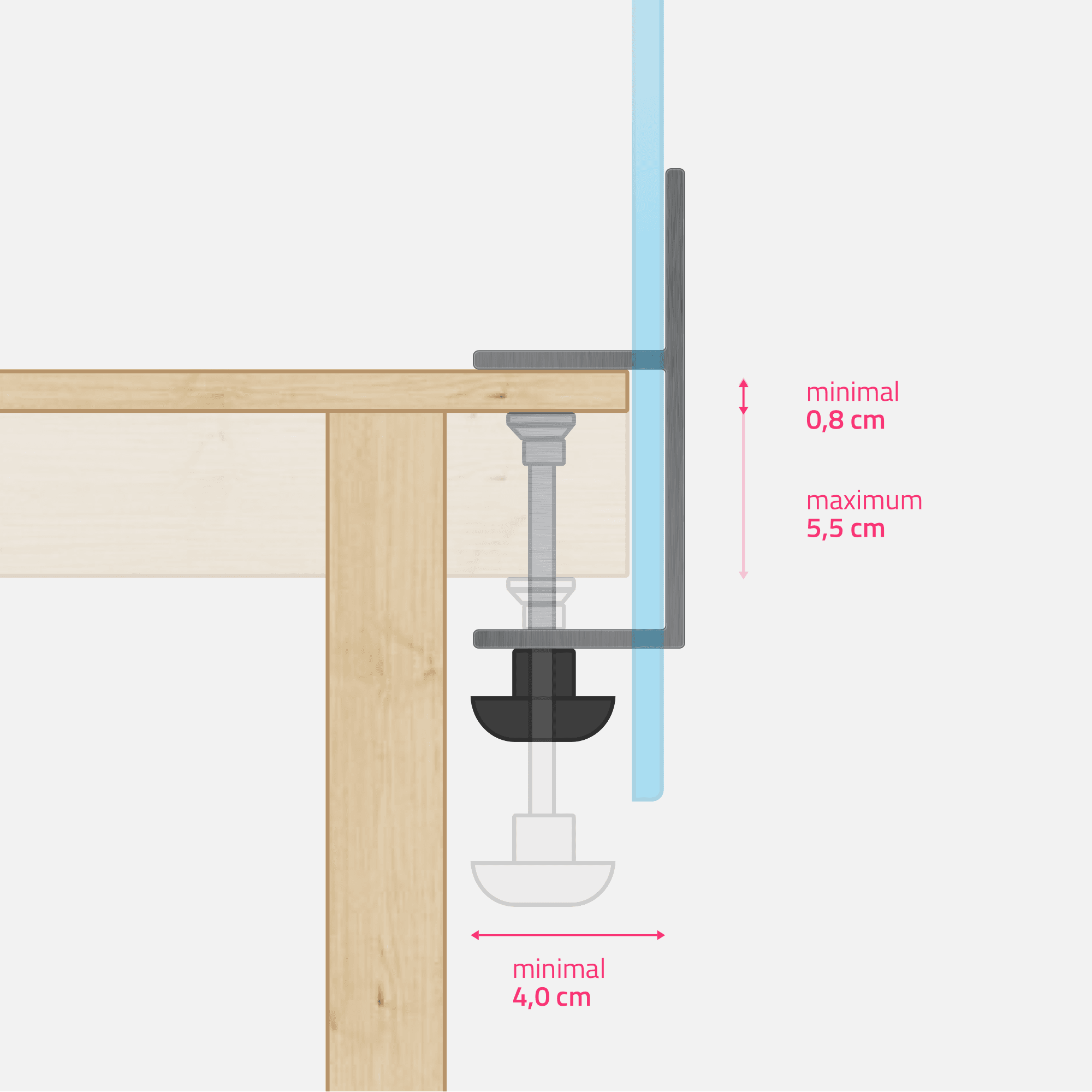 Grande pince de table - dimensions