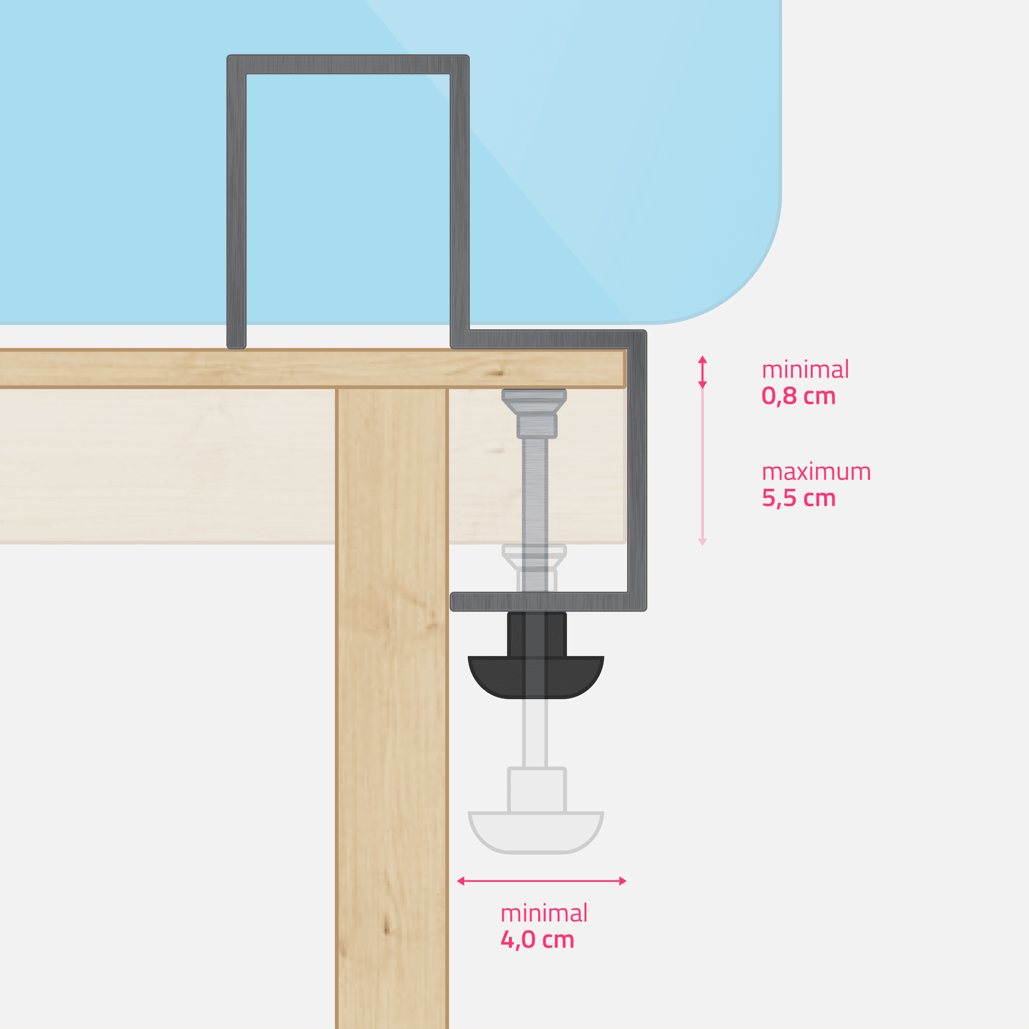 Petite pince de table - dimensions